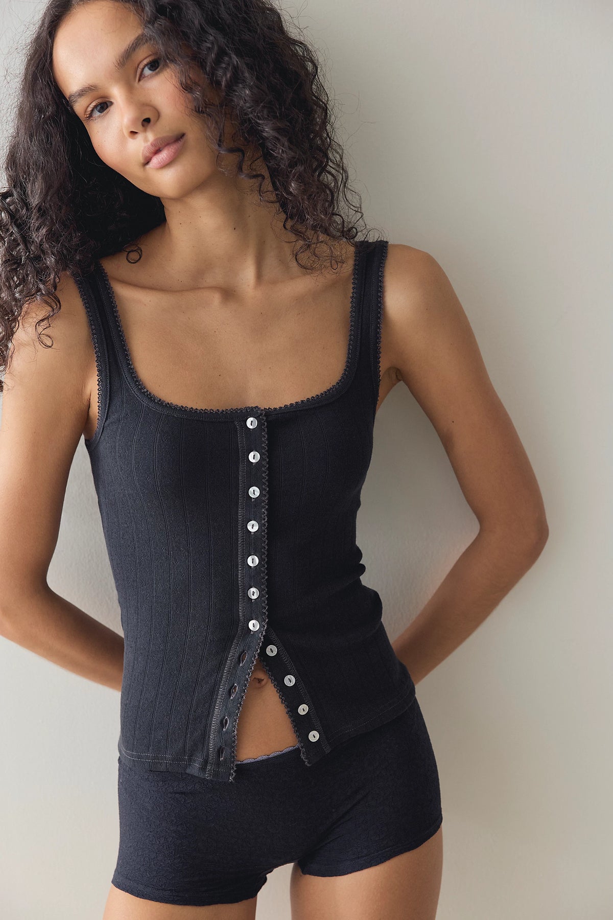 End Game Pointelle Tank - Black - view 1