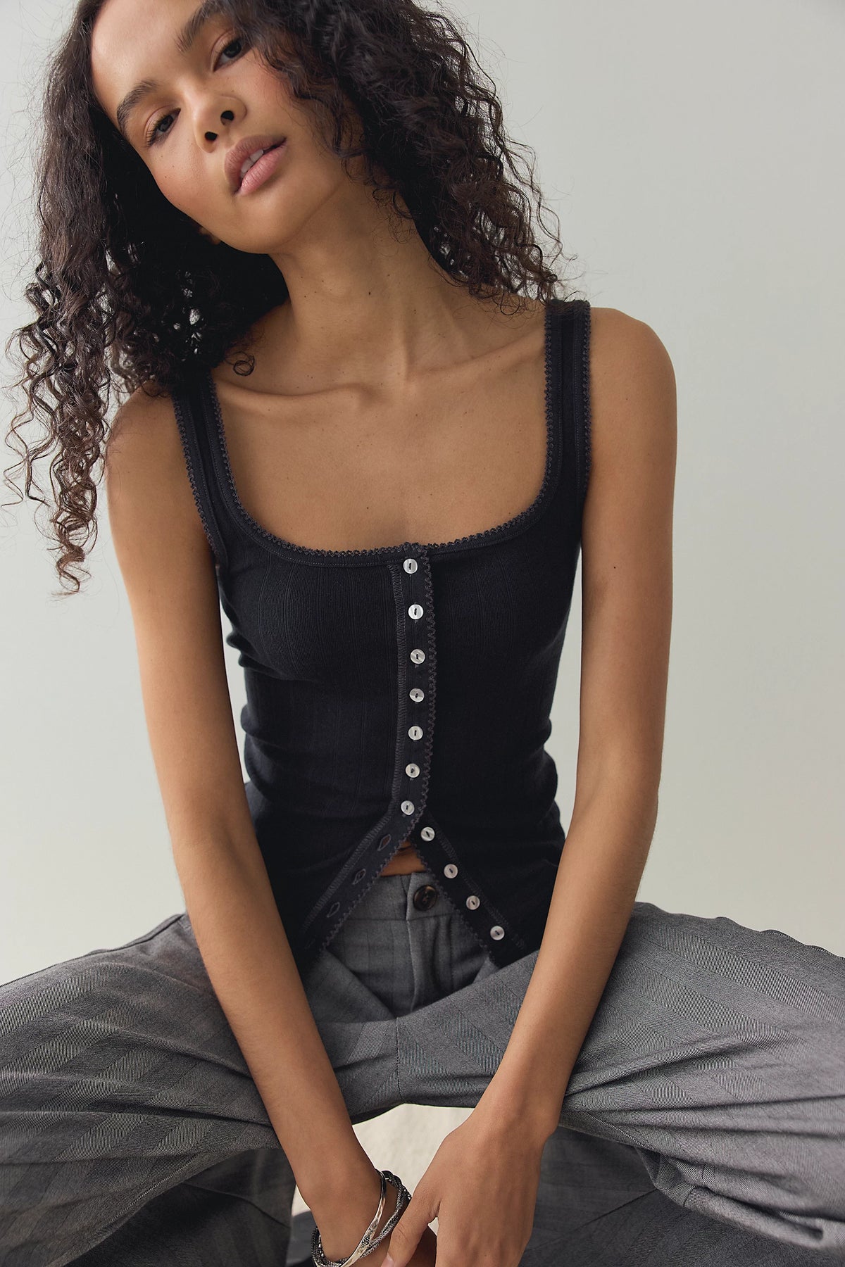 End Game Pointelle Tank - Black - view 4